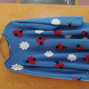 🐞 LADYBUG 🐞 QUACKER FACTORY WHITE COTTON SWEATER  VNPLVC Sz 1X/2X/3X 🐞  IMO